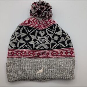 Staple Pigeon Beacon Beanie 1611X3560 Gray/Red/Blk Pom Ball Knit Ski Hat New!!!!